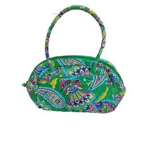 Vera Bradley Bowler Bag Emerald Paisley Purse Handbag‎ Green Retired Quilted EUC